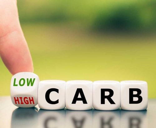Low CARB spelt out with lettered dice