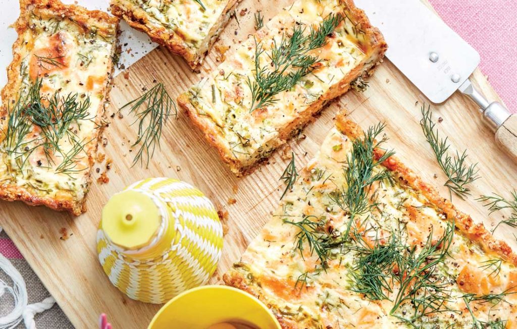 Salmon crunch quiche