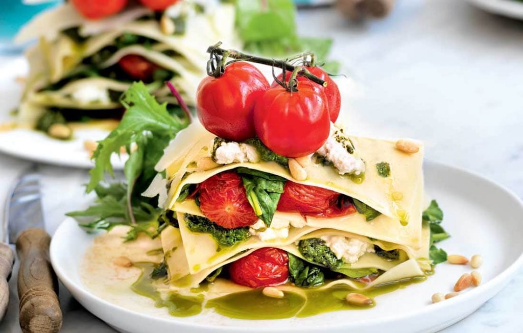 Tomato and ricotta lasagne stack Tomato and ricotta lasagne stack