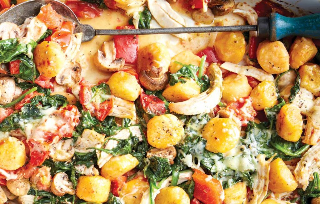 Chicken and pumpkin gnocchi bake