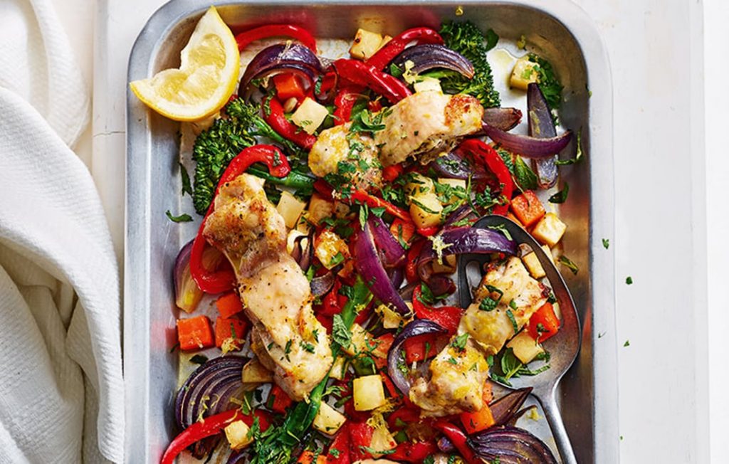 Chicken and vegetable tray bake Chicken and vegetable tray bake