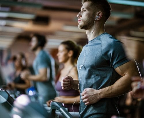 Man on treadmill at gym