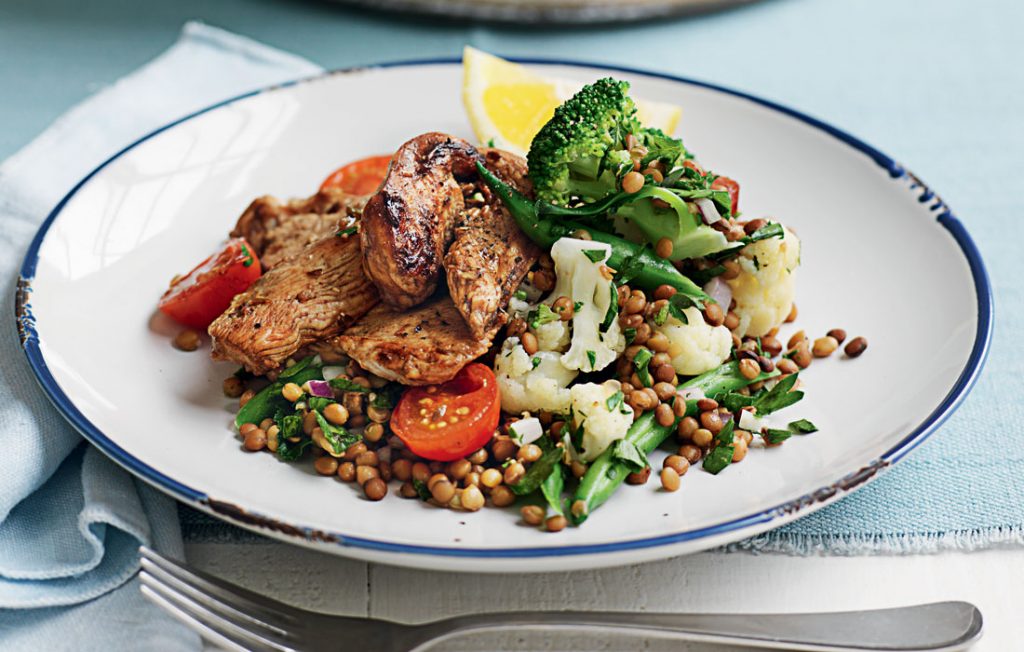 Balsamic chicken with warm lentil salad Balsamic chicken with warm lentil salad