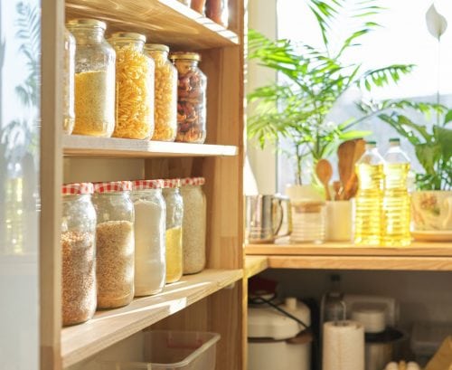 Organised pantry shelves