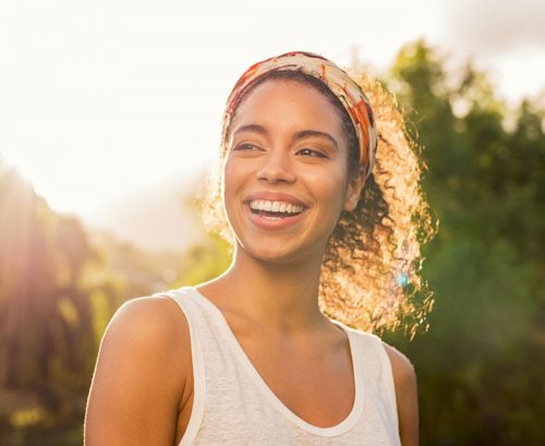 Healthy woman smiling