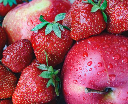 Apples and strawberries