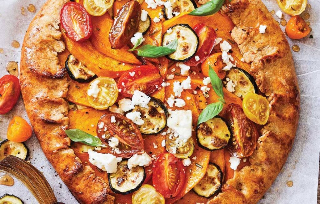 Tomato, pumpkin and courgette tart