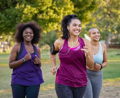 Curvacious women exercising