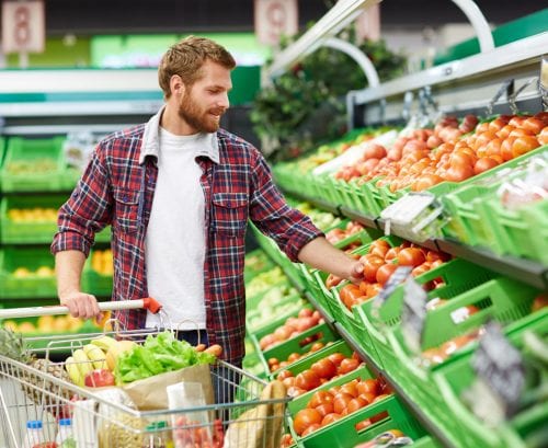 Man shopping at a supermarket