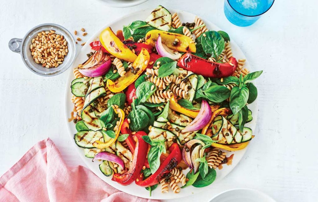 Capsicum and basil pasta salad