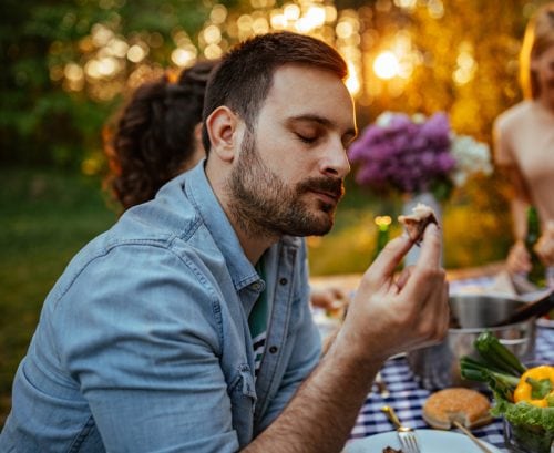 Man enjoying his food