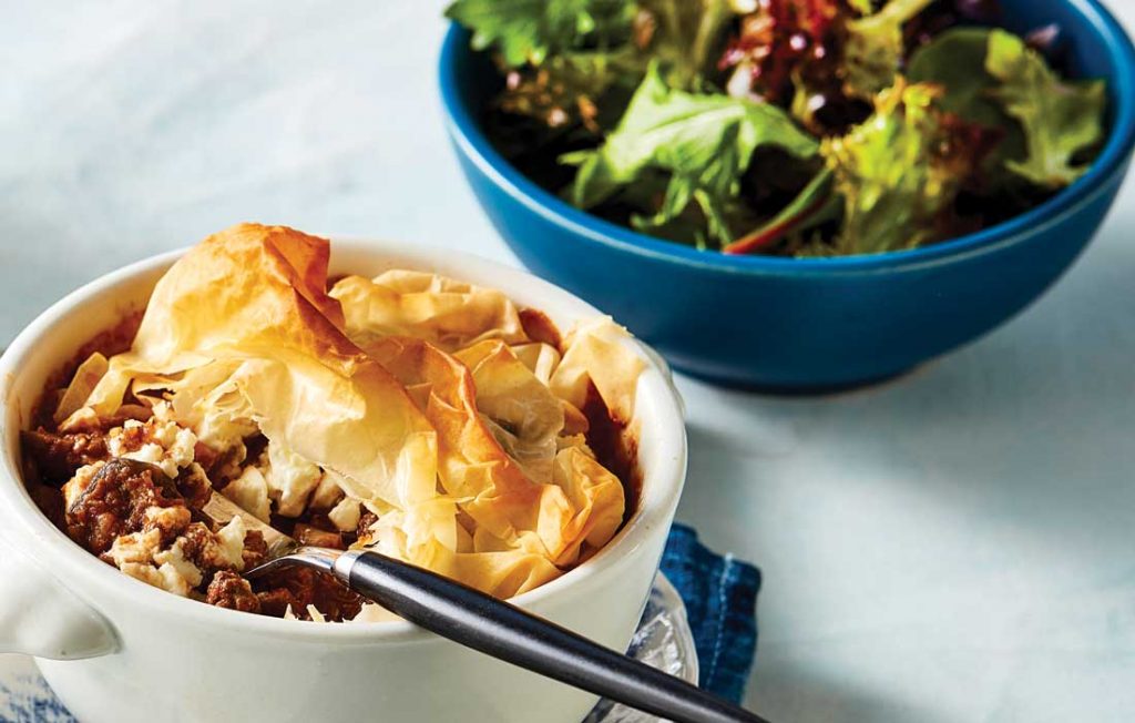 Harissa beef and eggplant pie