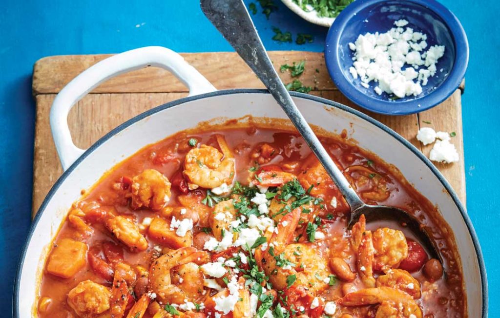 Mediterranean prawns with feta crumble Mediterranean prawns with feta crumble