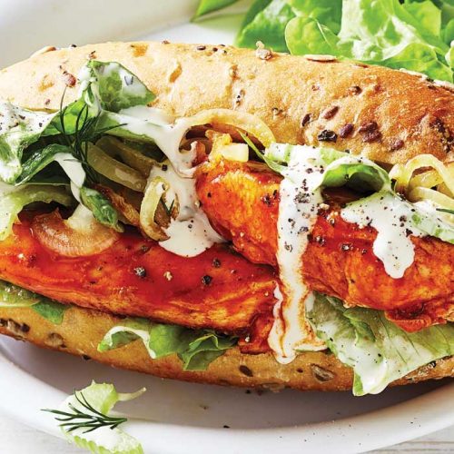 Buffalo chicken hot dogs