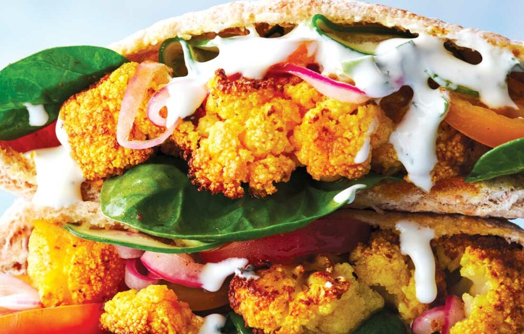 Tikka cauliflower with mint yoghurt
