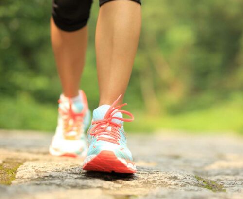 Walking person's lower legs