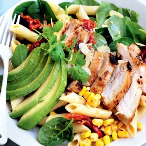 Gluten-free lemongrass chicken pasta salad