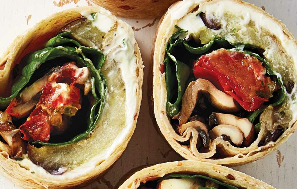 Mediterranean pinwheel wraps