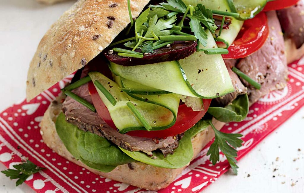 Roast beef and mustard rolls