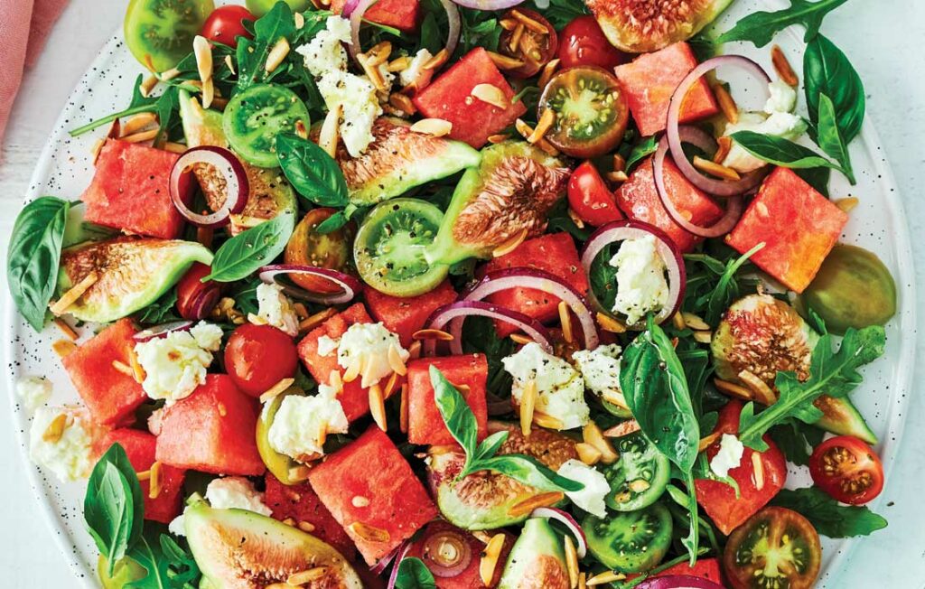 Watermelon, tomato and fig salad