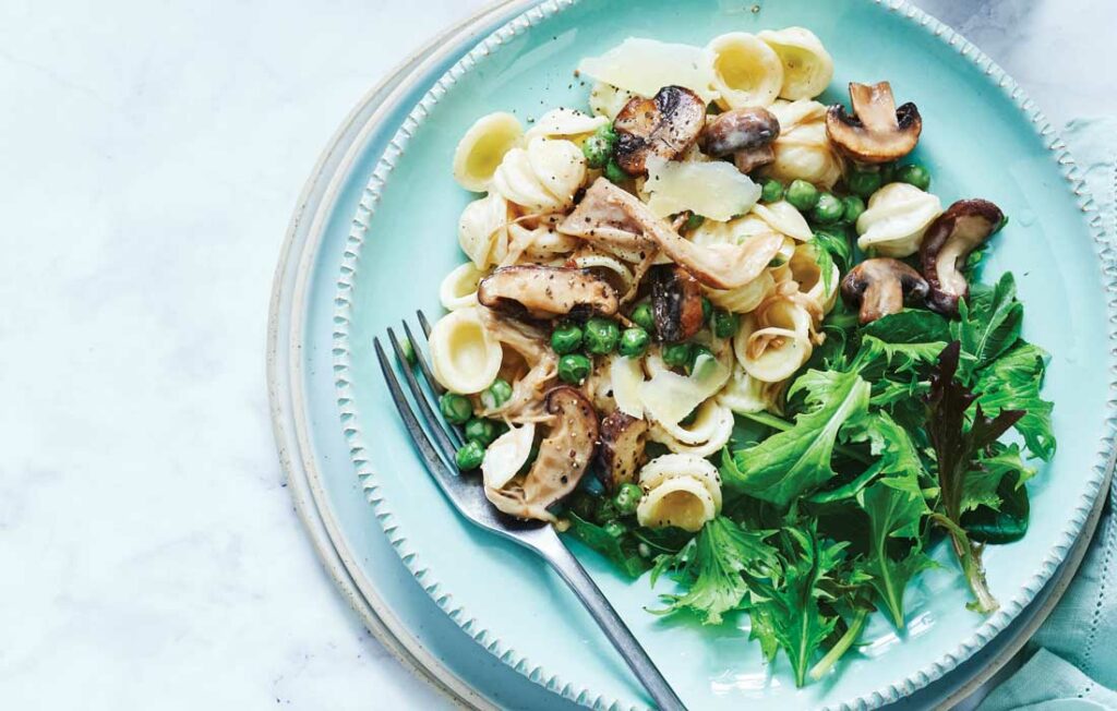 Creamy mushroom and pea orecchiette Creamy mushroom and pea orecchiette