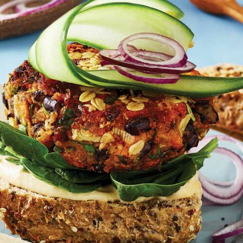 Roasted sweet potato and black bean burgers