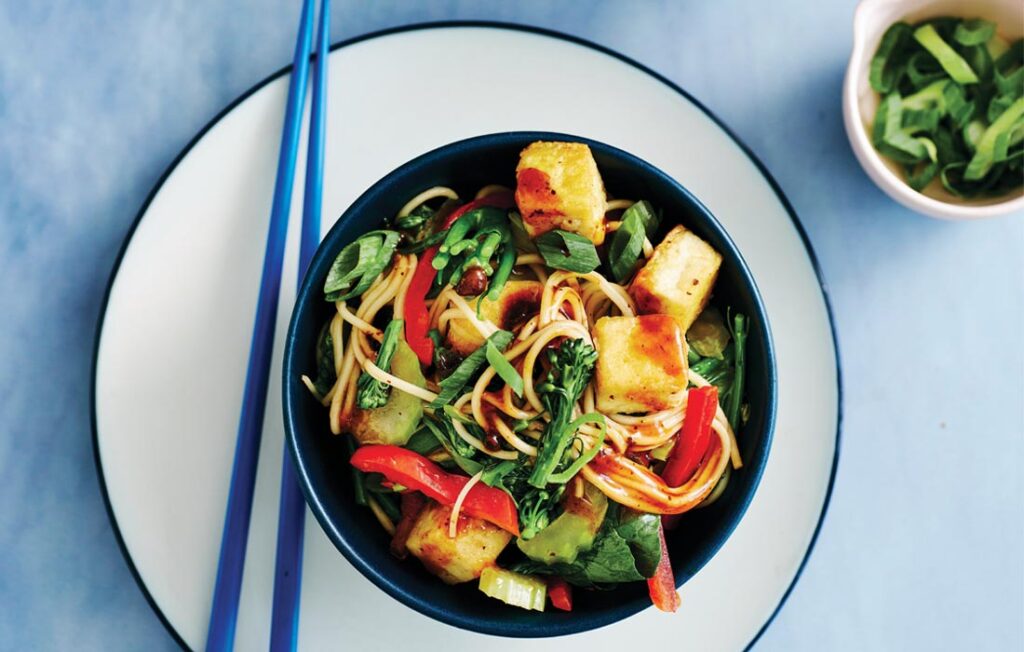 Black bean tofu and noodle stir-fry