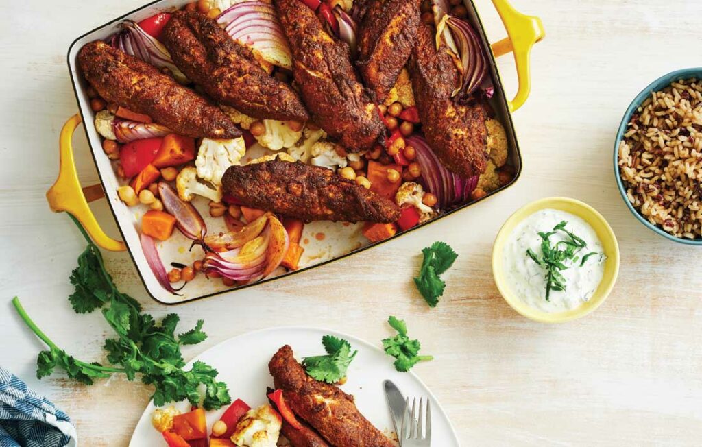 Indian-spiced chicken traybake Indian-spiced chicken traybake