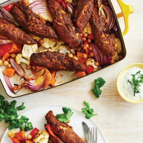 Indian-spiced chicken traybake