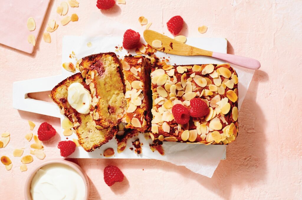 Raspberry, almond and ricotta loaf with yoghurt Raspberry, almond and ricotta loaf with yoghurt