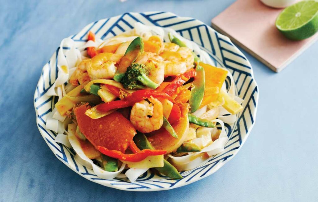 Red curry prawn stir-fry Red curry prawn stir-fry