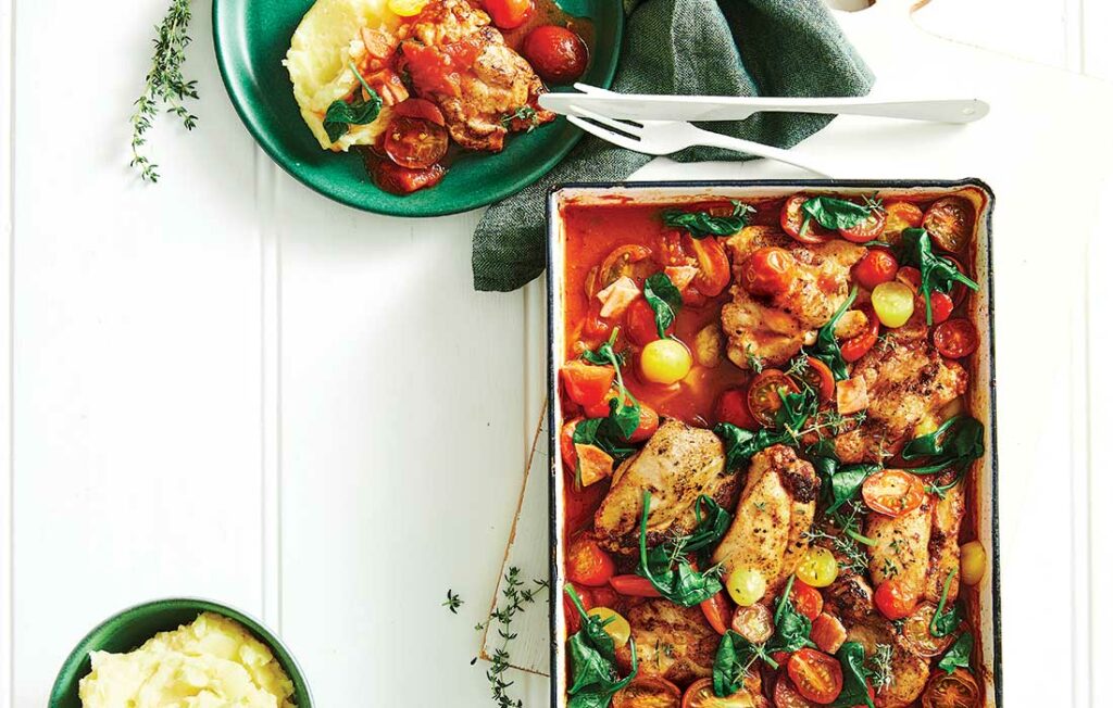Chicken chasseur traybake