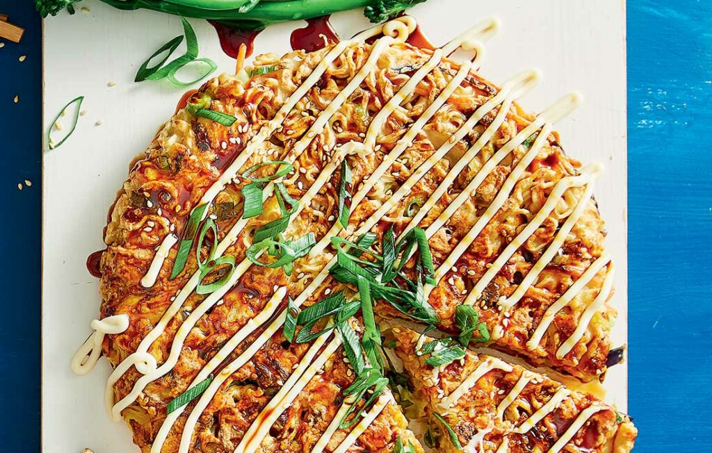 Chicken noodle okonomiyaki