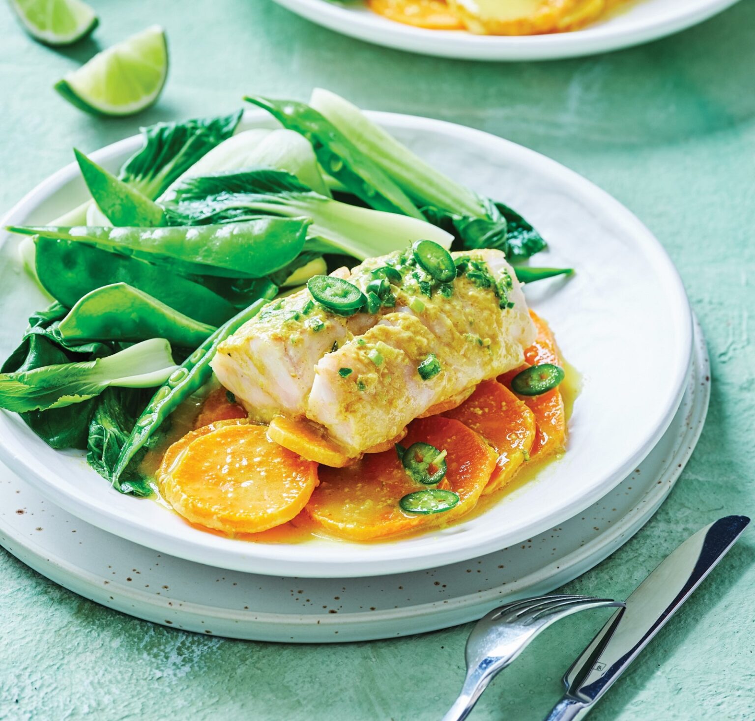 Coconut fish parcels with sweet potato