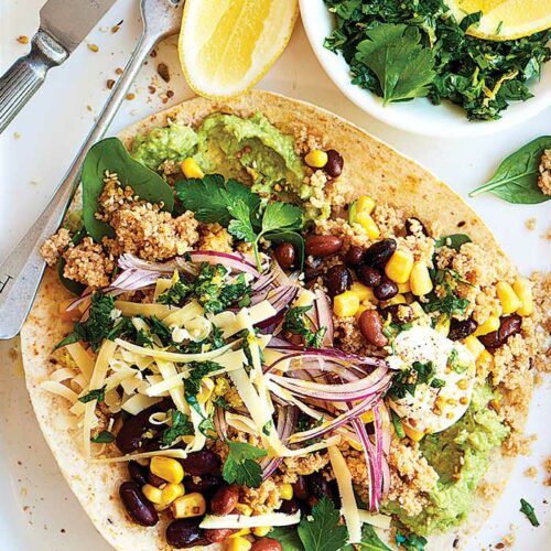 Dukkah bean and couscous soft tacos