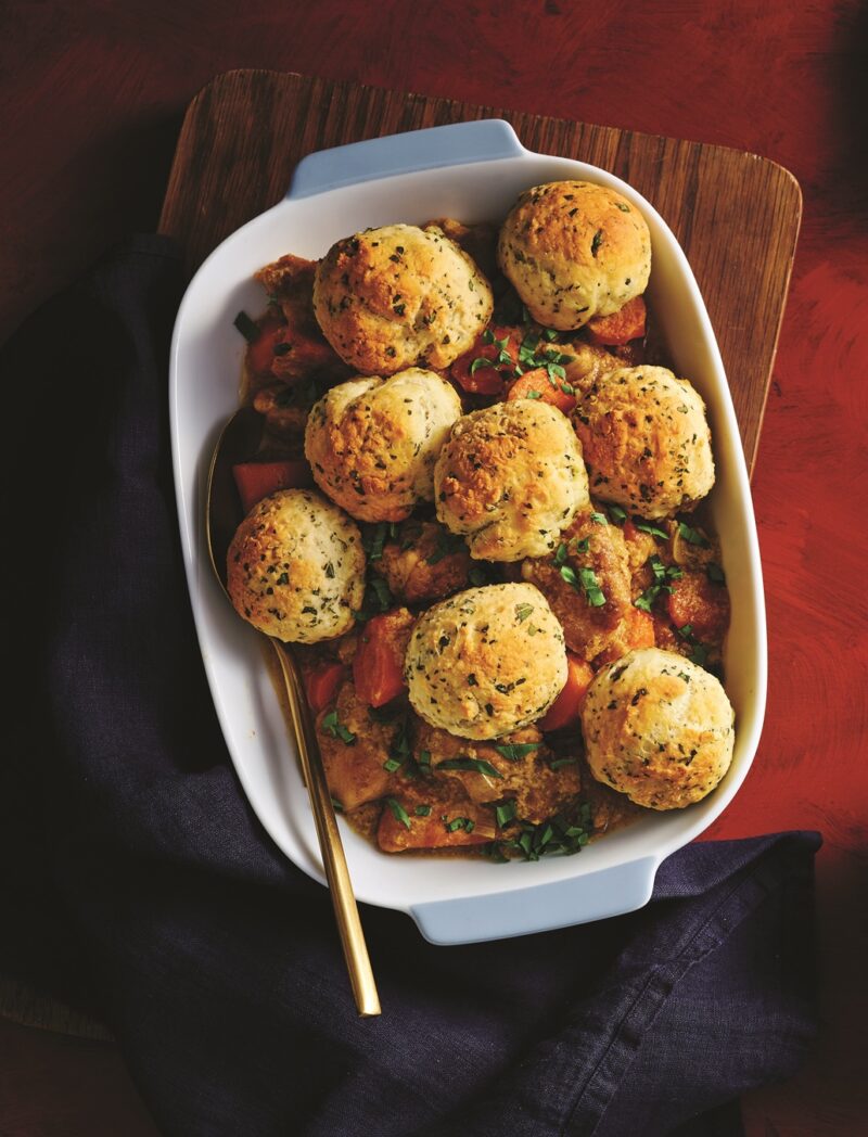 Chicken casserole with tarragon dumplings