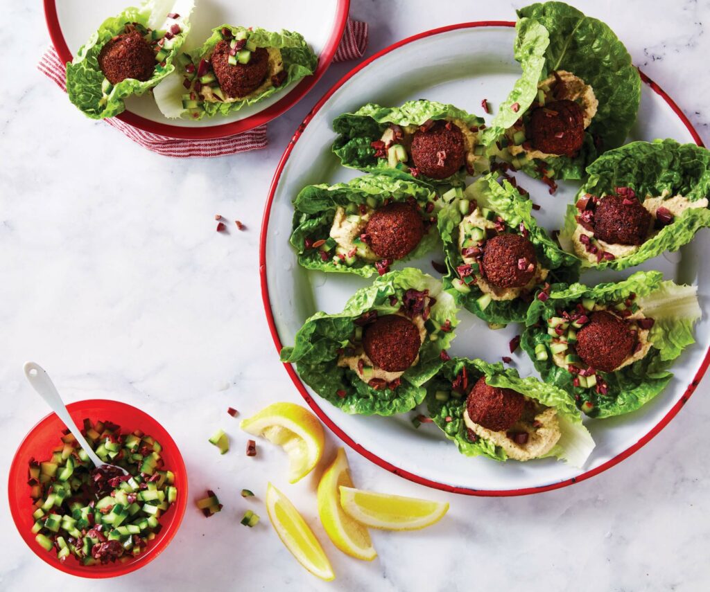 Falafel lettuce wraps with pickled onions Falafel lettuce wraps with pickled onions