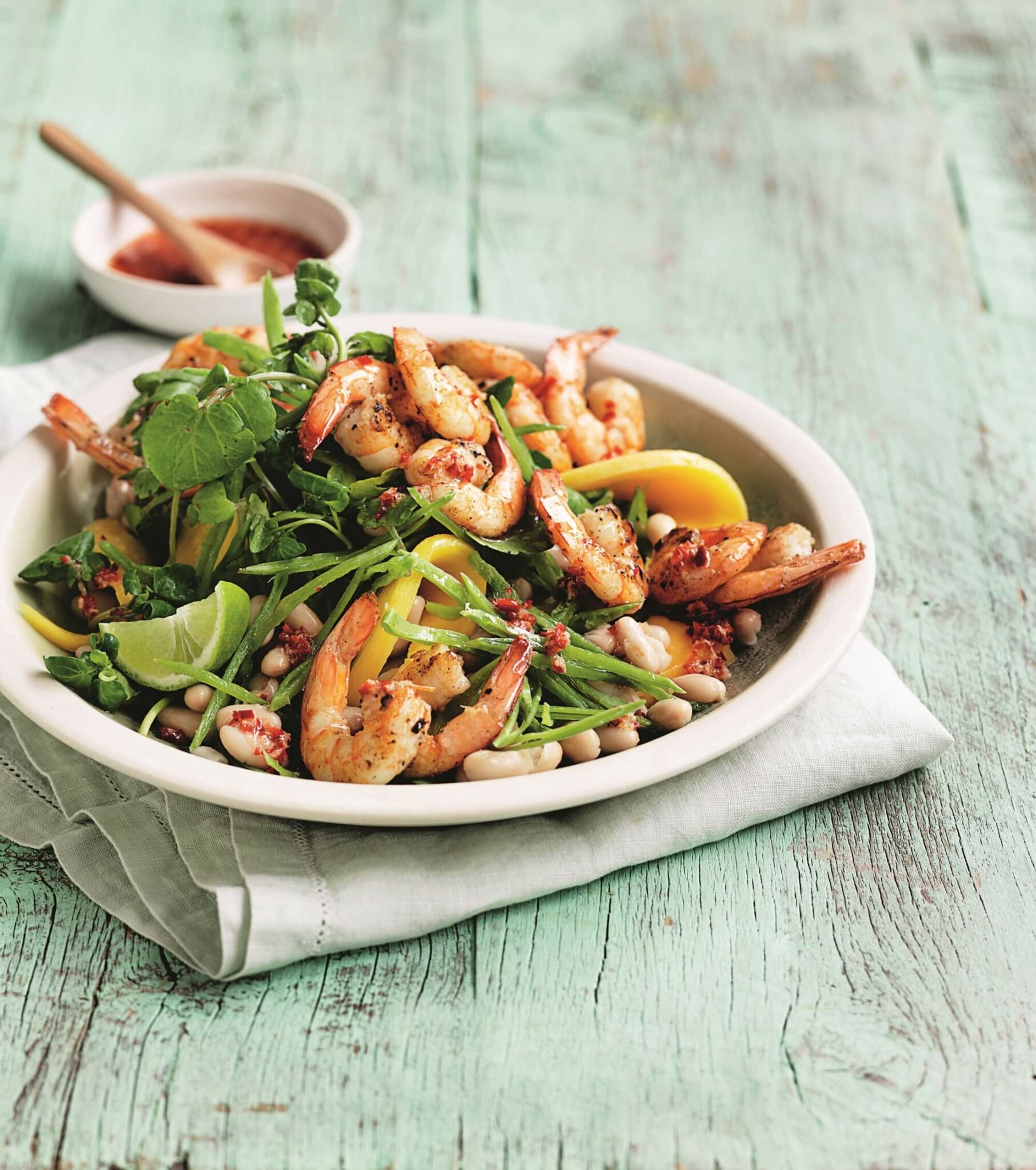 Grilled prawn and mango salad with chilli lime dressing