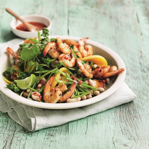 Grilled prawn and mango salad with chilli lime dressing