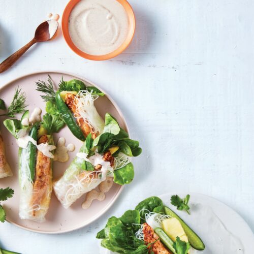 Cajun chicken rice paper rolls with Cajun mayo