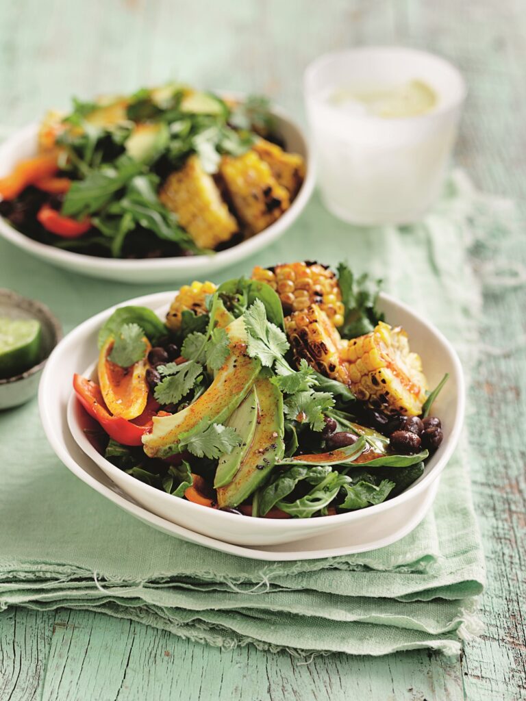 Charred corn, black bean and avocado salad Charred corn, black bean and avocado salad