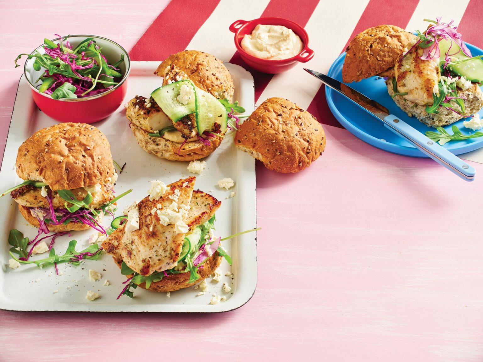 Chicken and feta burgers