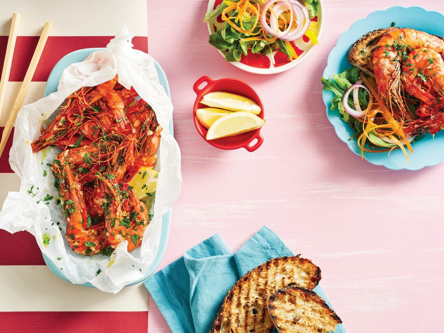 Chilli garlic prawns in a bag