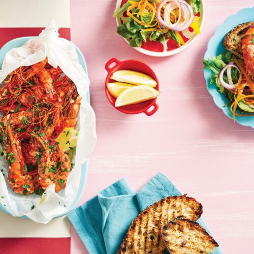 Chilli garlic prawns in a bag