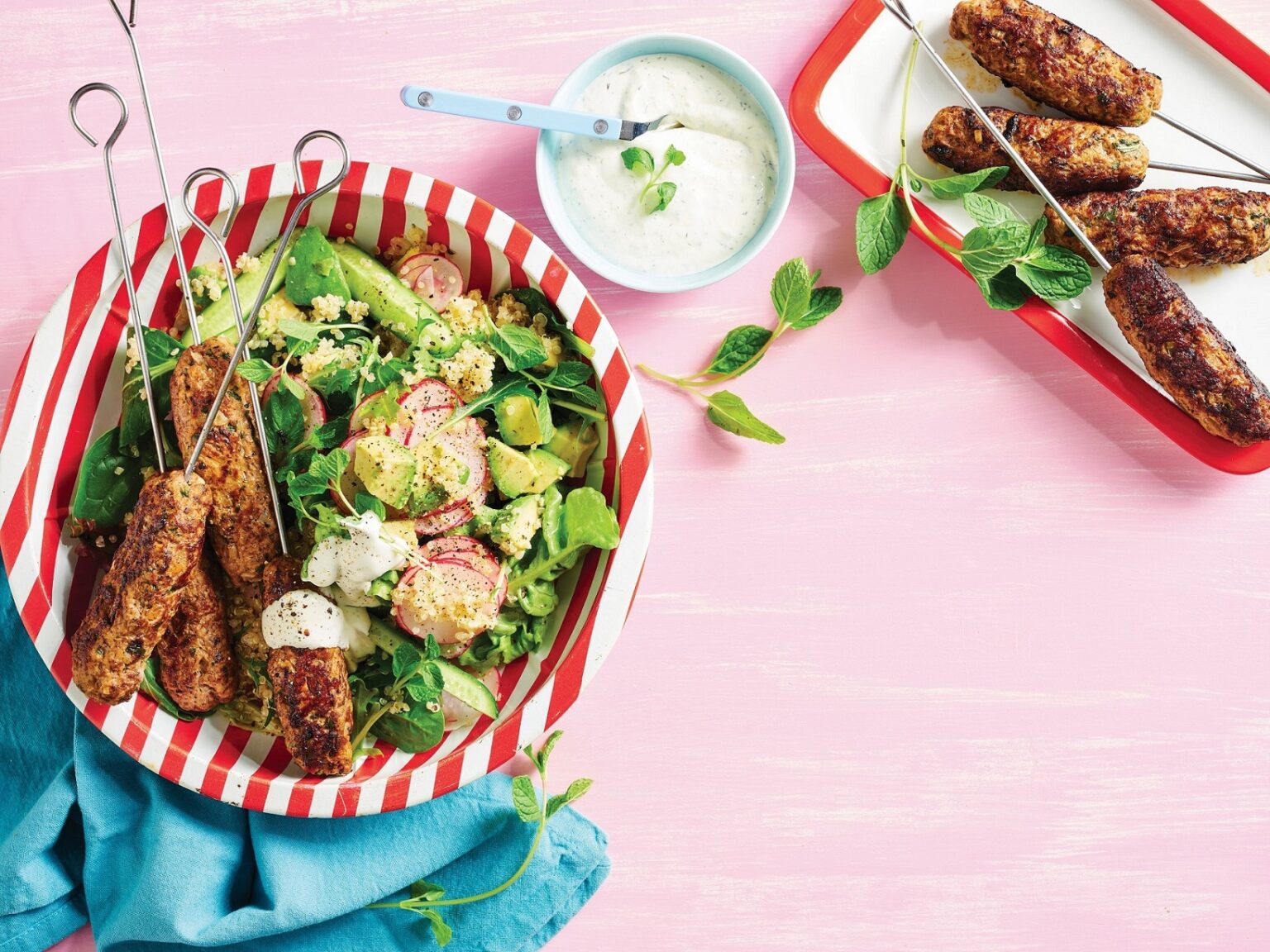 Minty lamb kofta with zesty salad