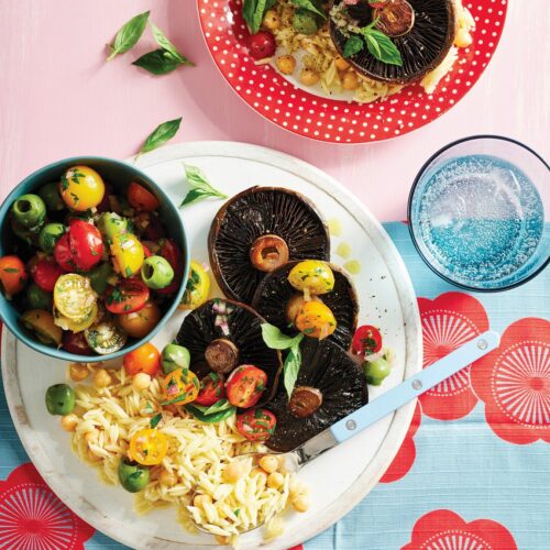 Mushrooms with puttanesca salsa