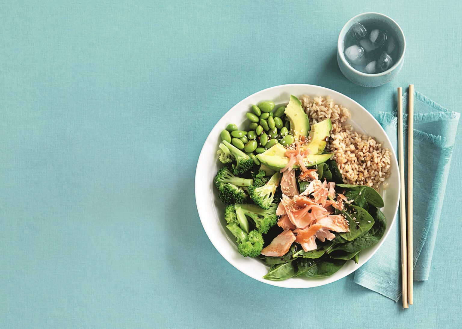 Salmon brown rice bowl