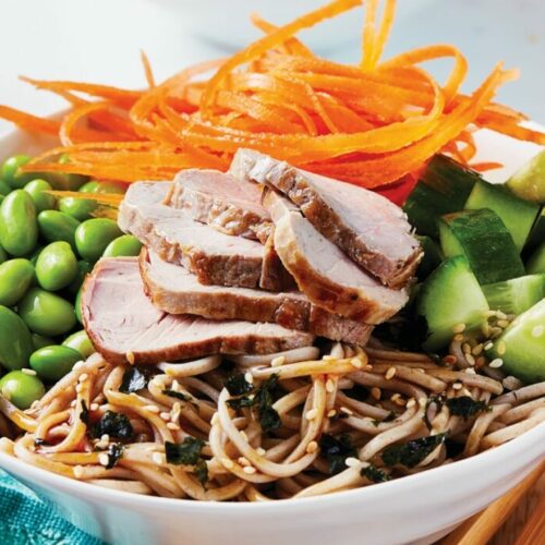 Teriyaki pork noodle bowl