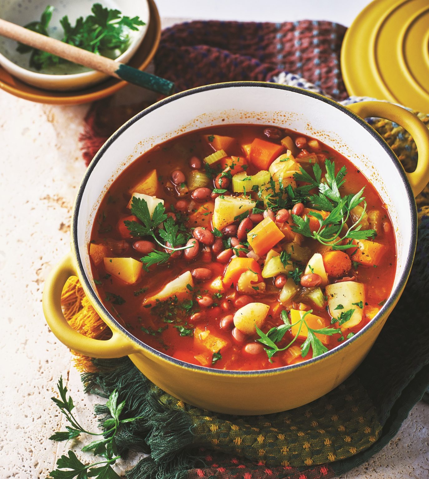 Vegan golden veg and bean stew
