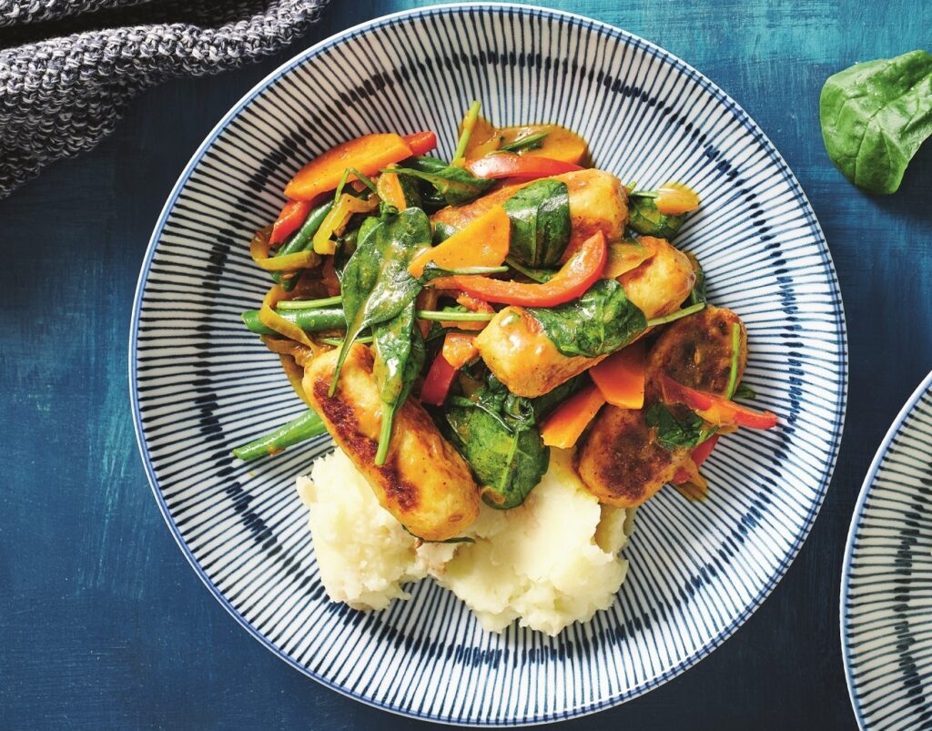 Curried sausages